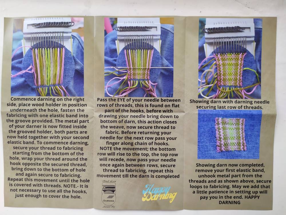 Weaving loom for clothes repair, Has 10 hooks, in wooden box